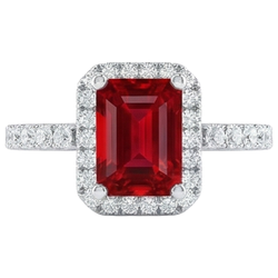 Halo Red Rubin mit Diamanten 4,45 Karat Ring Weißgold 14K Neu