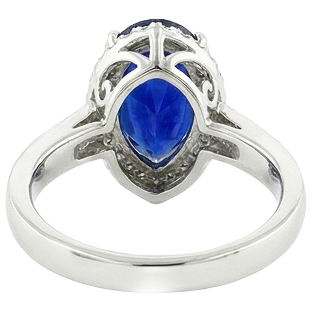 Halo Ring Antiker Stil Birne Ceylon Saphir & Natürlicher Diamant ( nicht im Labor gezüchtet )en 3.75 Karat