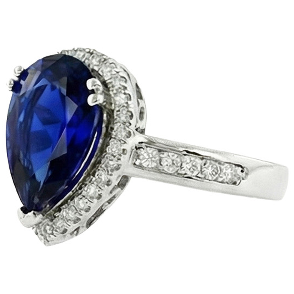Halo Ring Antiker Stil Birne Ceylon Saphir & Natürlicher Diamant ( nicht im Labor gezüchtet )en 3.75 Karat