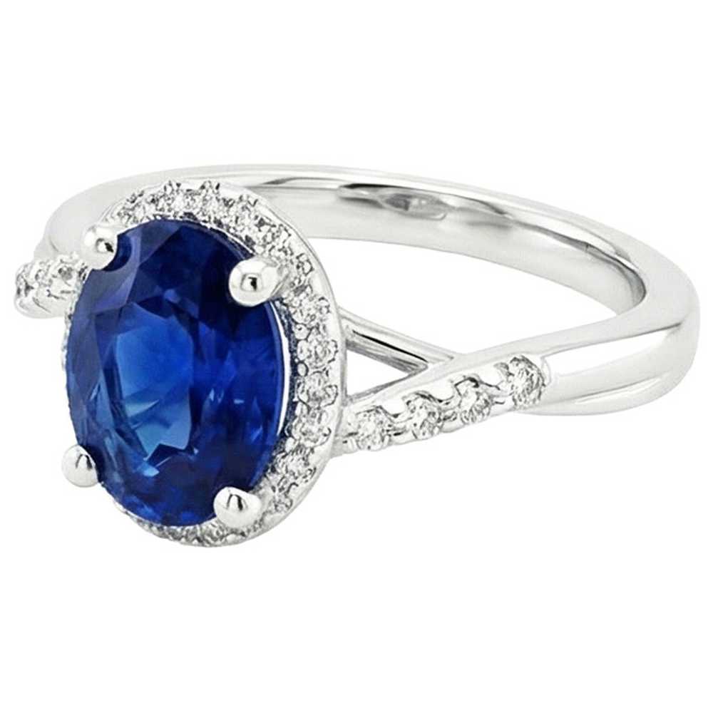 echter oval diamant 3.75Karat ring Profilansicht