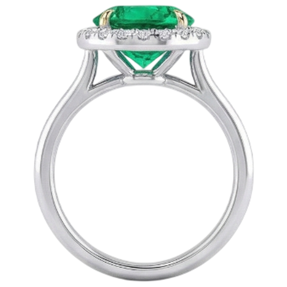 Brillantschliff Edler Smaragd Ring in Zweifarbiges 14K Gold – Rückansicht