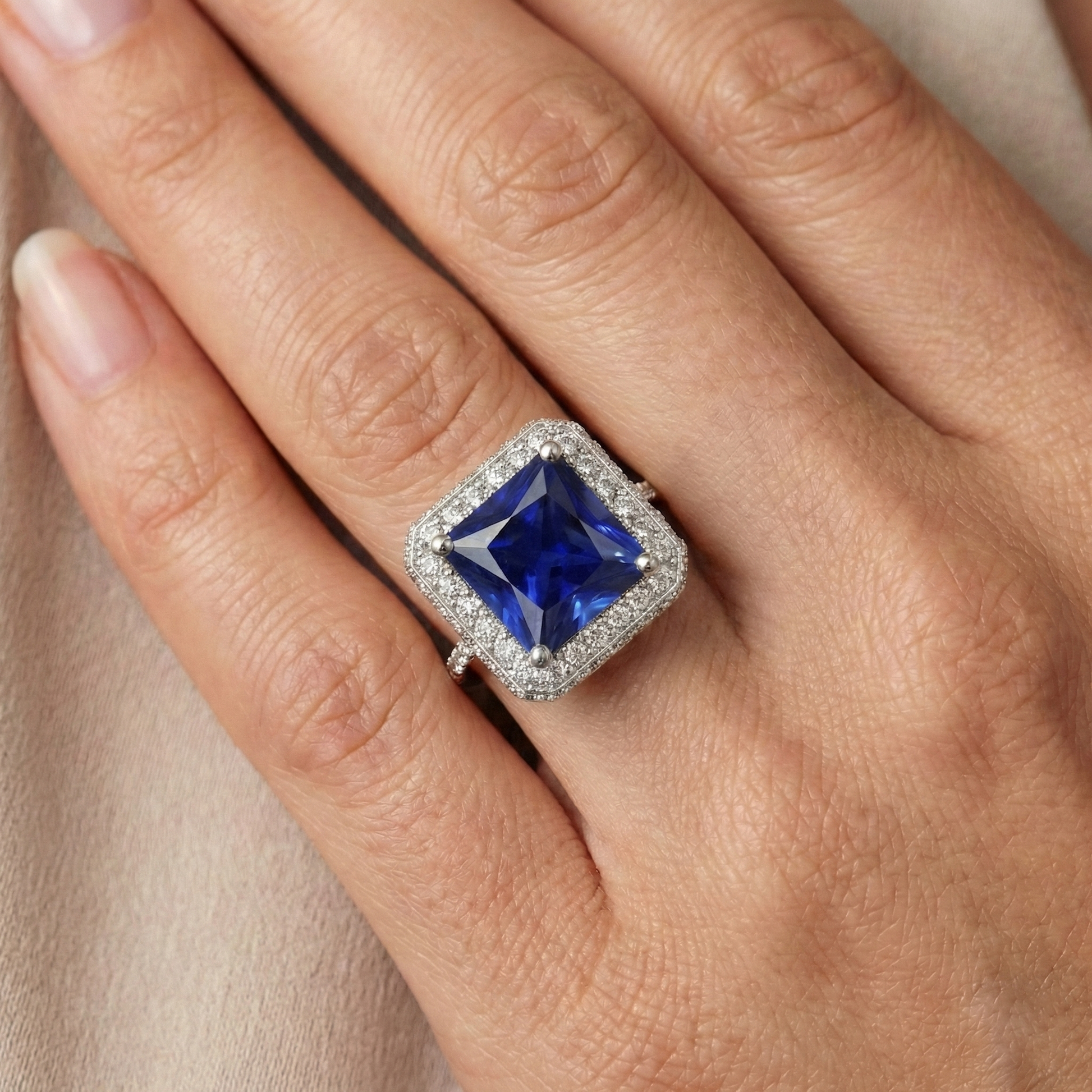 echter princess diamant 6Karat ring mit Diamantbesatz