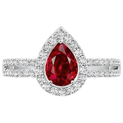 Halo Rubin und Diamanten 4 Karat Verlobungsring Gold 14K