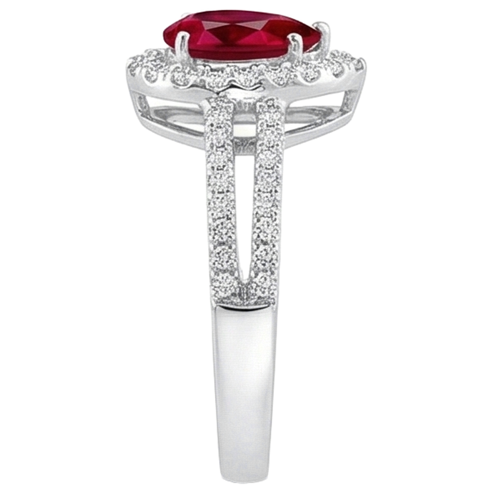 Halo Rubin und Diamanten 4 Karat Verlobungsring Gold 14K