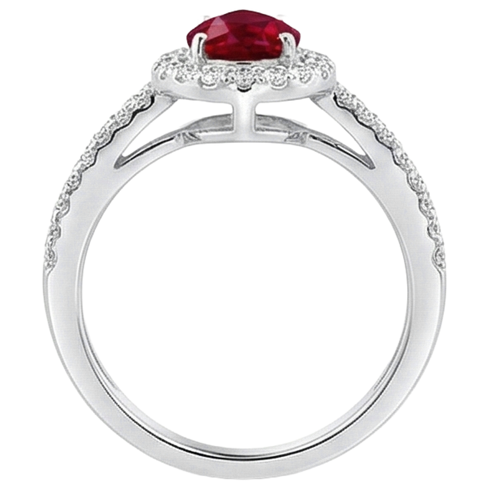 Halo Rubin und Diamanten 4 Karat Verlobungsring Gold 14K