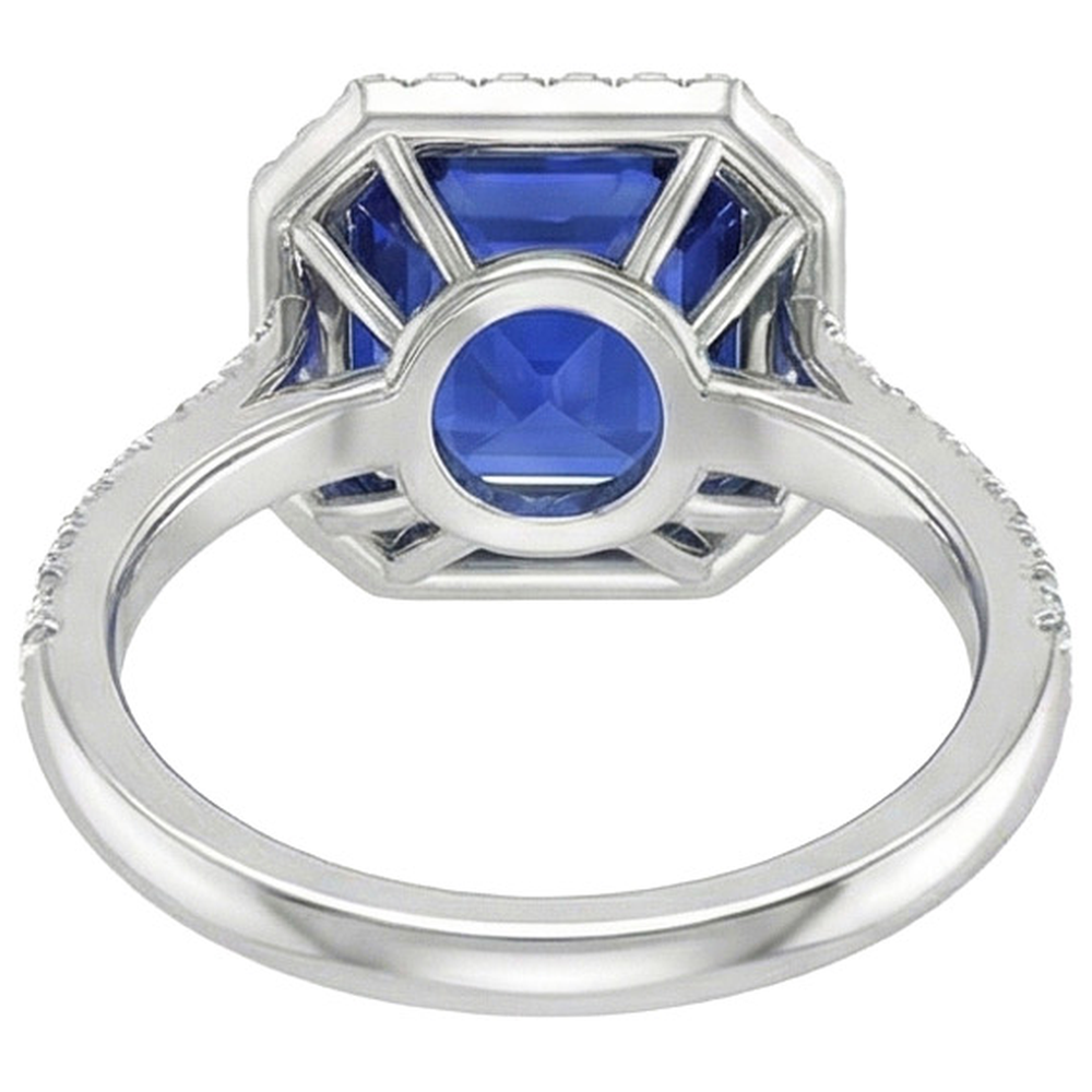 echter asscher diamant 5.75Karat ring Profilansicht
