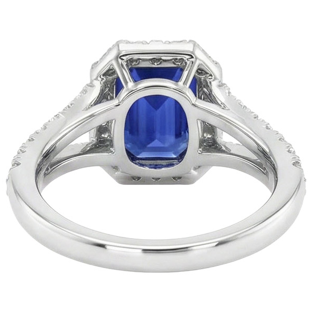 Halo Runden Diamant & Ceylon Saphir Verlobungsring 11,75 Karat