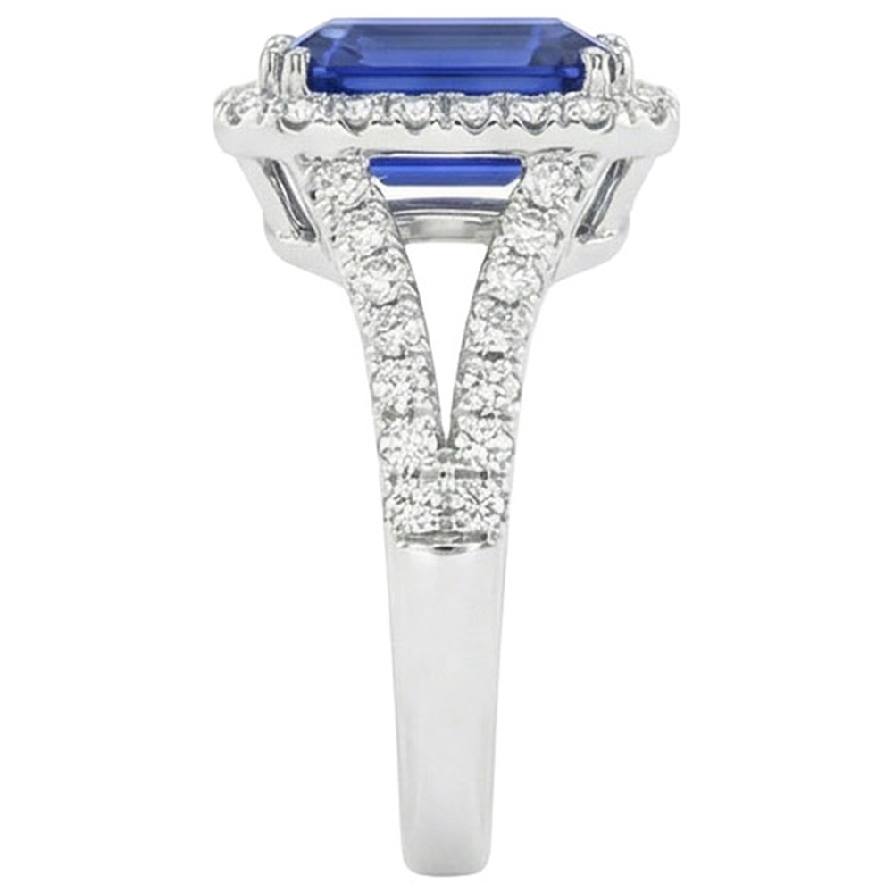Halo Runden Diamant & Ceylon Saphir Verlobungsring 11,75 Karat