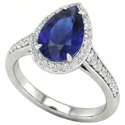 2,50 Karat Blauer Saphir Farbstein-Ring in 14K Weißgold