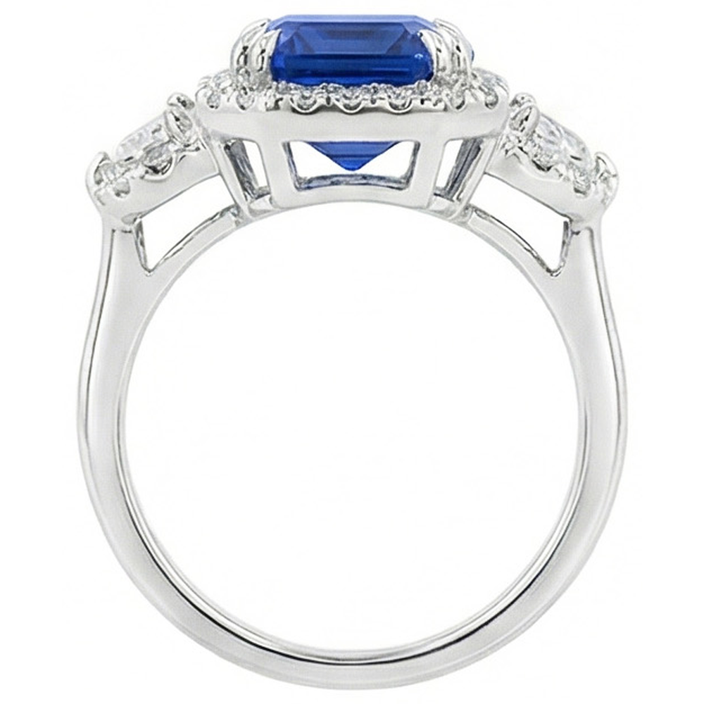 Halo Smaragd Ceylon Saphir Jubiläumsdiamantring 5 Karat