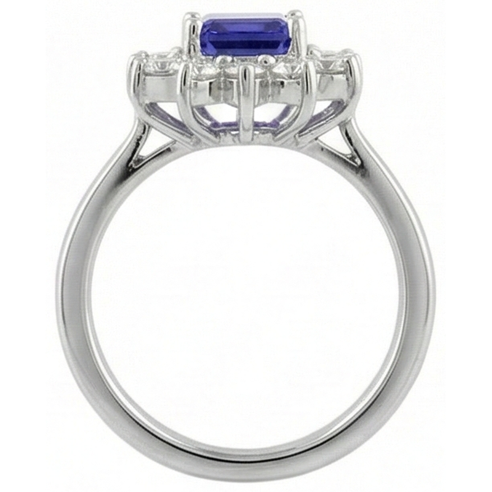 Halo Tansanit und Diamanten 6,35 Karat Ring Weißgold 14K