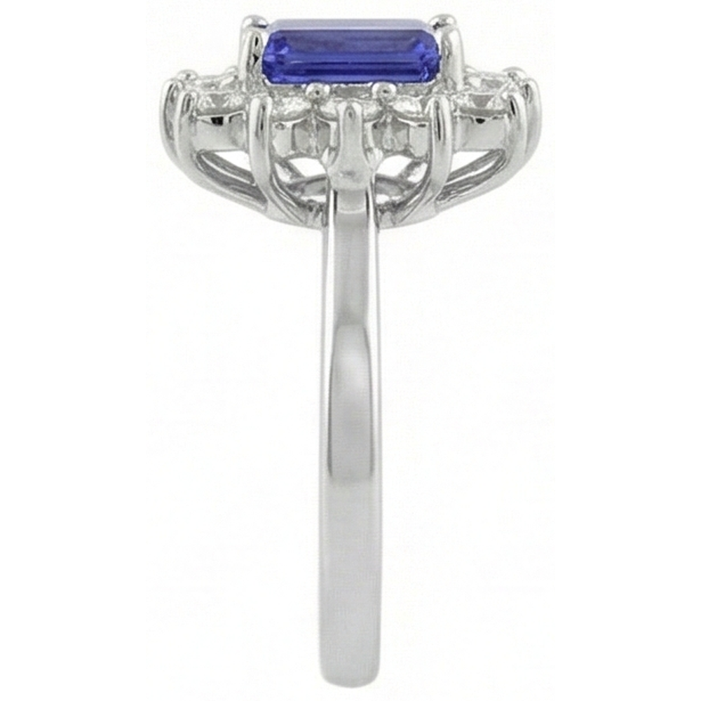 Halo Tansanit und Diamanten 6,35 Karat Ring Weißgold 14K