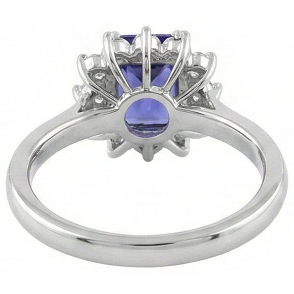 Halo Tansanit und Diamanten 6,35 Karat Ring Weißgold 14K