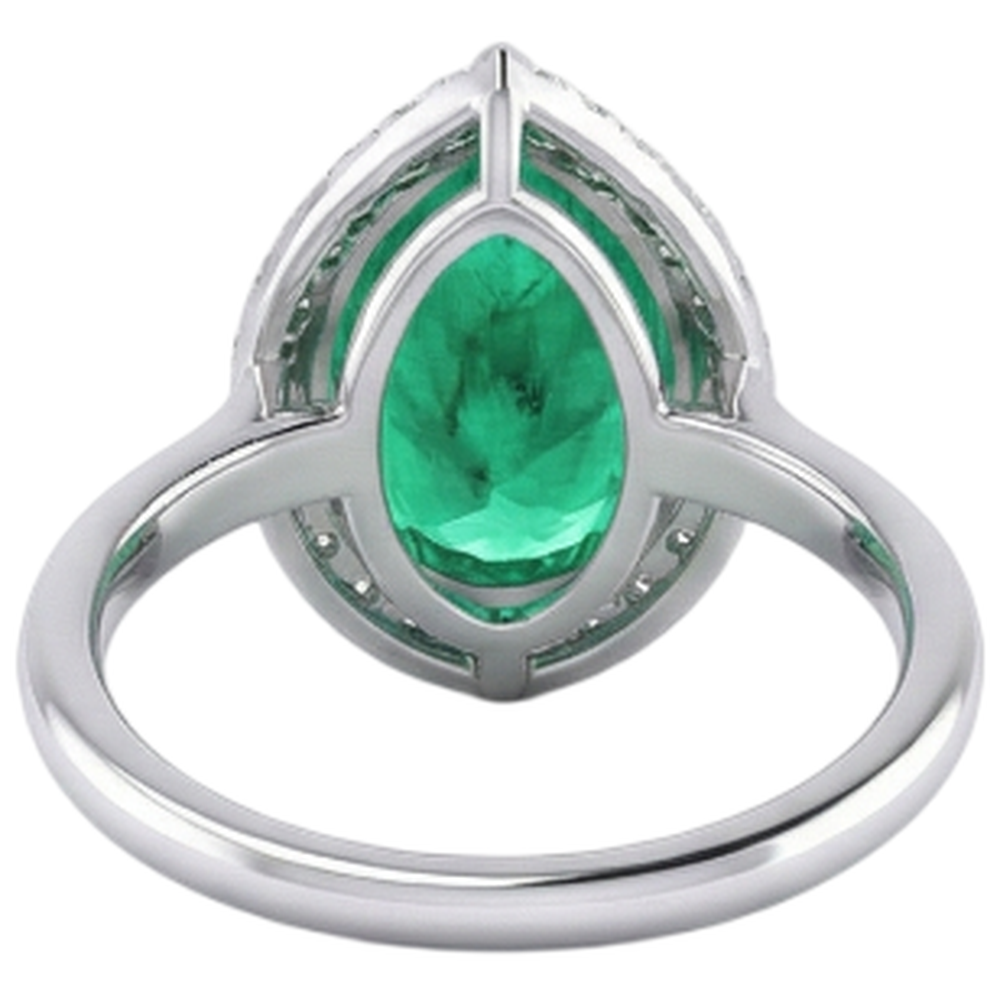 Exquisiter Edler Smaragd Schmuckstein-Ring 3 Karat – Rückansicht