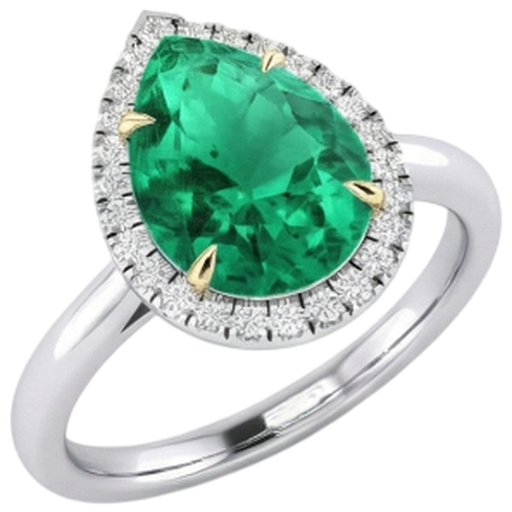 Edler Smaragd Schmuckstein-Ring 3-Karat 14 Karat Zweifarbig Gold – Seitenansicht