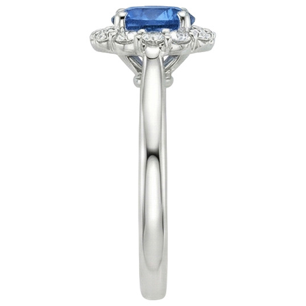 Halo runder Saphir- und Diamant-Verlobungsring 3.35 Karat Neu