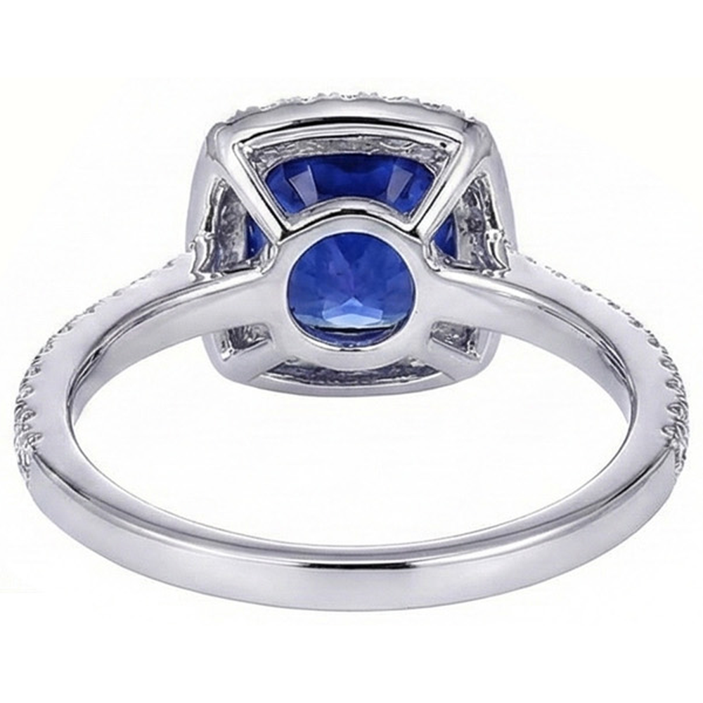 Halo srilankischer Saphir und Diamant Weißgold 14K Ring 7.80 Ct