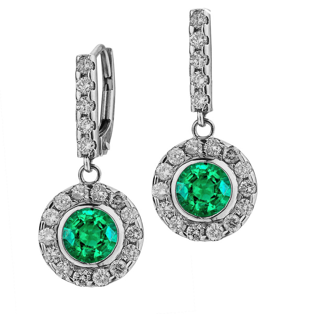 Brillanter Kolumbianischer Smaragd Gemstone Earring 1,50 Karat – Hauptansicht
