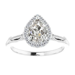 Antik Halo-Ring – Edler Diamant 1,50 Karat 14K Weißgold