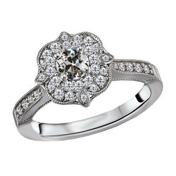 Edler Diamant Antik-Kissen-Schliff Halo-Ring 1 Karat in 14K