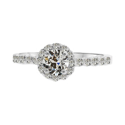 Halo-Fassung Ring 14K Weißgold – Brillant Antik-Kissen-Schliff 1