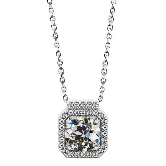 Naturreiner Edler Diamant Halo 1 Karat 14 Karat Weißgold – Hauptansicht