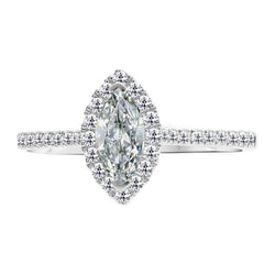 Marquise-Schliff Diamant Halo-Fassung Ring in 14K Weißgold