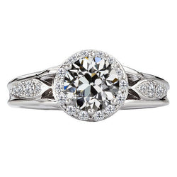 Stilvoller Antik-Kissen-Schliff Brillant Halo-Fassung Ring