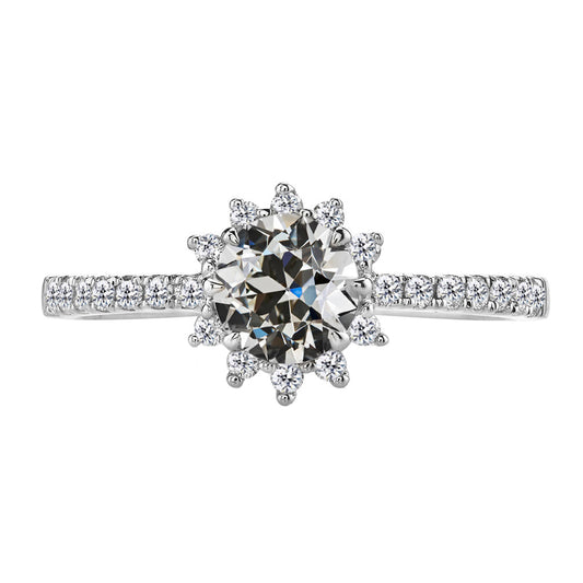 Diamant Antik-Kissen-Schliff Akzent-Solitär-Ring in 14K Weißgold – Hauptansicht