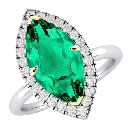 Farbstein-Ring Bicolor 14K Gold mit Kolumbianischer Smaragd – Hauptansicht
