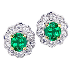Brillanter Gemstone Earring mit Vintage Smaragd – 2 Karat