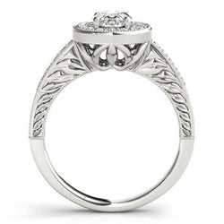 Halo Natürliche DiamantVintage-Stil Verlobungsring 1,25 Karat Massiv WG 14K