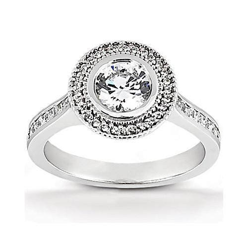 Halo Natürliche Diamantring 2.22 Karat Damen Verlobung Weißgold
