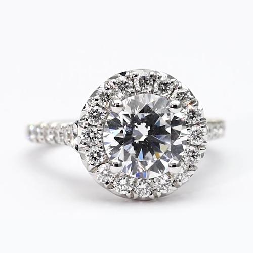 Halo Natürliche Diamantring 2.50 Karat Rundschliff Damen Weißgold 14 Schmuck