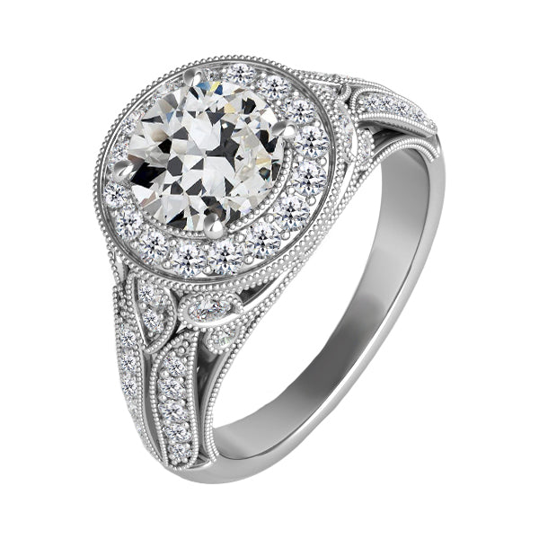 Brillanter Brillant Halo-Fassung Ring 2 Karat – Hauptansicht