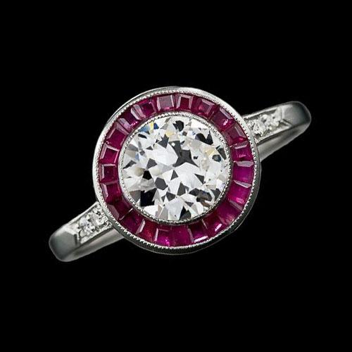 Halo Old Cut Runder Echt Diamantring Baguette Saphire 3,25 Karat