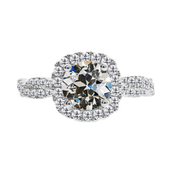 Luxuriöser Antik-Kissen-Schliff Diamant Halo-Ring – 2 Karat 14K