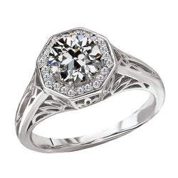 Natürlicher Vintage Brillant Halo-Ring 3 Karat