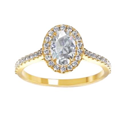 Halo Oval And Runden 2,30 Karat Echt Diamant Ehering Gelbgold 14K