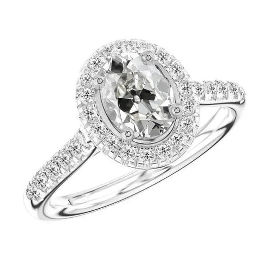 Edler Diamant Halo-Ring 3-Karat 14 Karat Weißgold – Hauptansicht