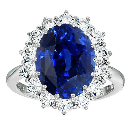 Kornblumenblauer Saphir Edelstein-Ring 3,50-Karat 14 Karat Weißgold – Hauptansicht