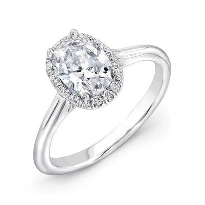 Halo Ovaler Echt Diamant-Verlobungsring Im Rundschliff 3.2 Ct