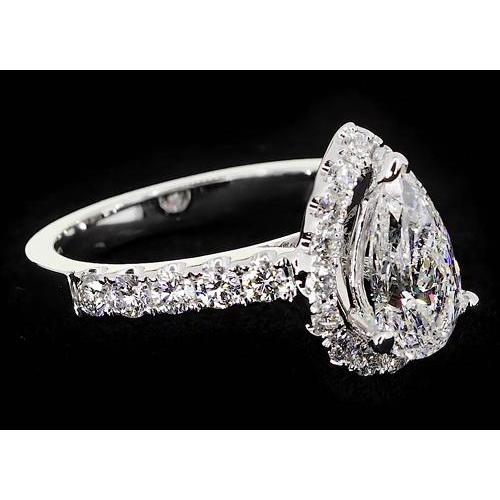 Halo Pear Echt Diamant Jubiläumsring 2.75 Karat Weißgold 14K