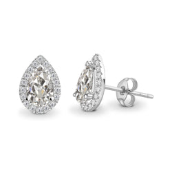 Antik-Kissen-Schliff Diamant Ohrringe 4 Karat – 14 Karat Weißgold
