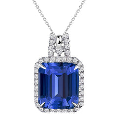 14 Karat Weißgold Schmuckstein-Anhänger mit Royalblauer Saphir