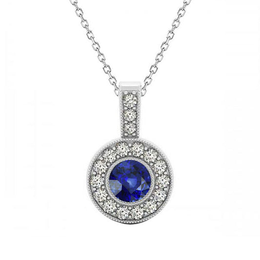 Authentischer Royalblauer Saphir Edelstein-Anhänger – Hauptansicht