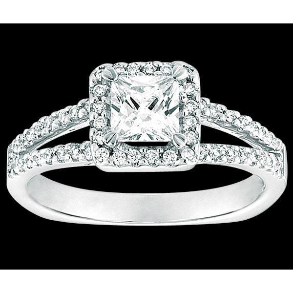 Halo Princess Natürliche Diamantring Mit Akzenten 2.25 Ct. Weißgold 14K