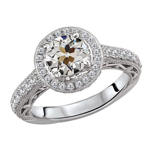 Stilvoller Edler Diamant Halo-Fassung Ring 4,50 Karat – Hauptansicht
