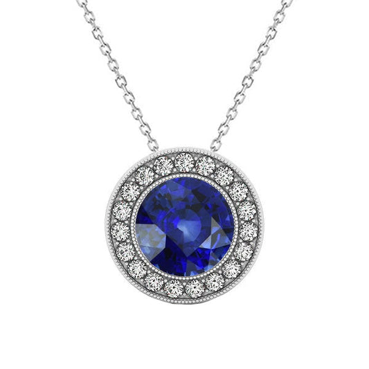Naturreiner Kornblumenblauer Saphir Schmuckstein-Anhänger 2 Karat 14K Weißgold – Hauptansicht