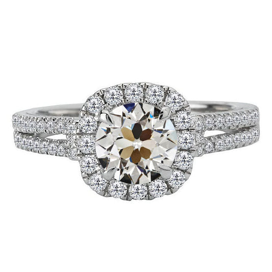 Glänzender Halo-Fassung Ring 5 Karat – Hauptansicht